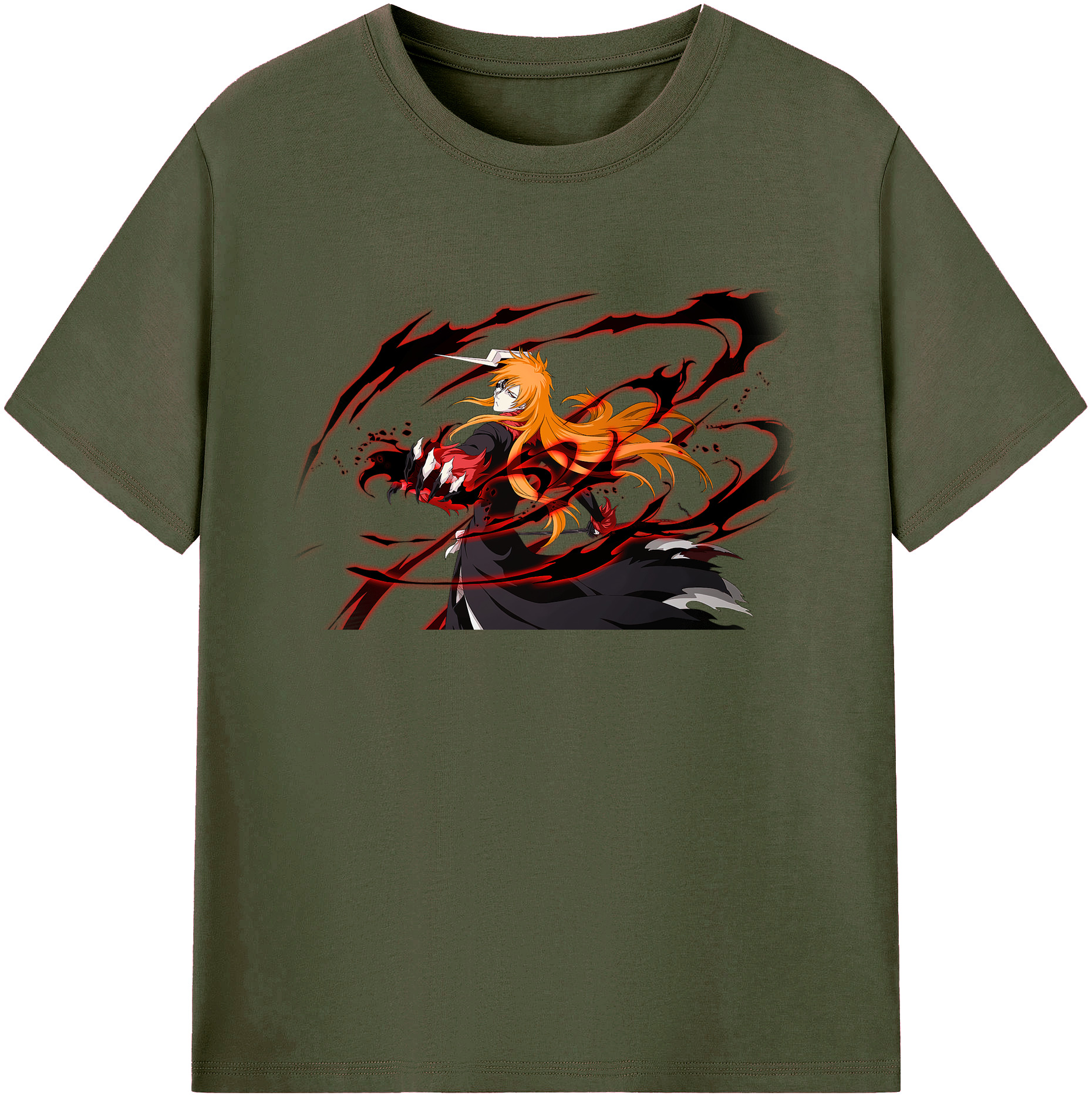 （画像用） ブリーチ 黒崎一護（くろさき いちご）BLEACH Kurosaki Ichigo 綿100％ メンズ半袖Tシャツ｜肌触りやわらか＆通気性